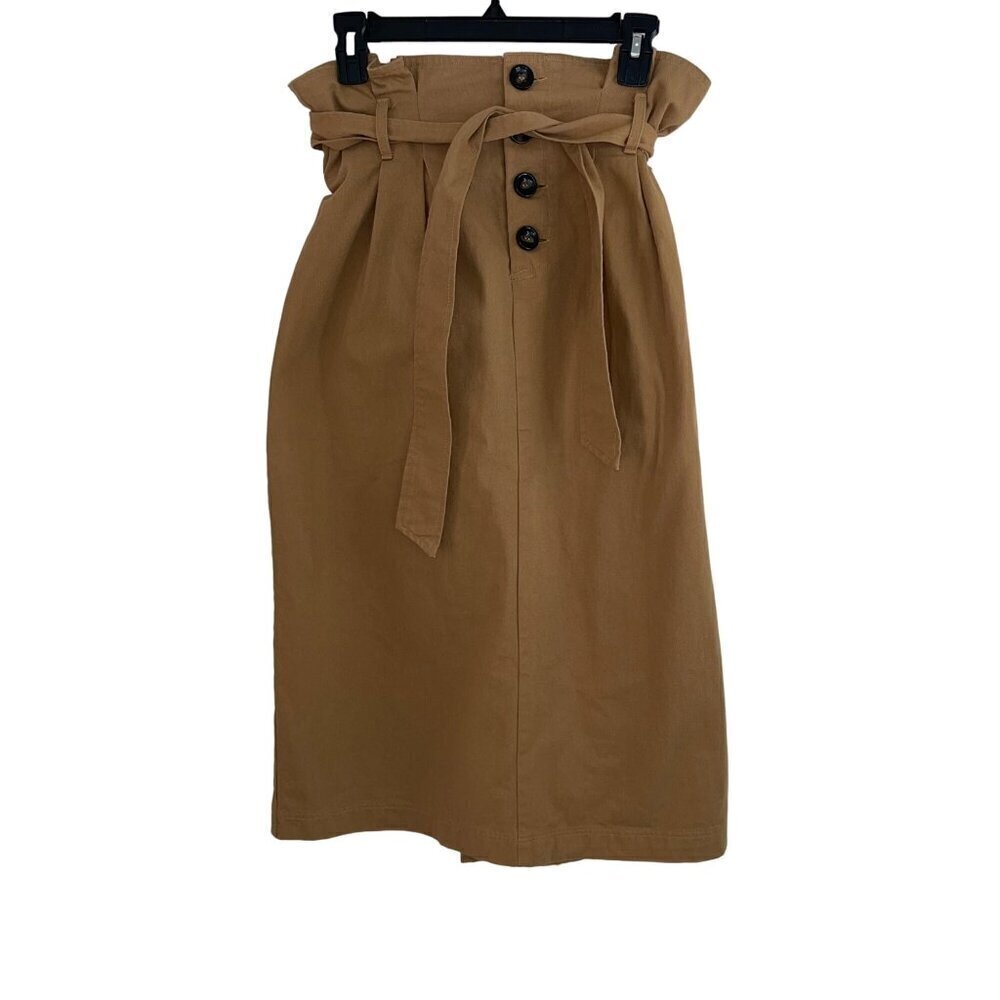 Stelen Womens Skirt Size Large Tan Carla Belted Midi Casual Pure Cotton